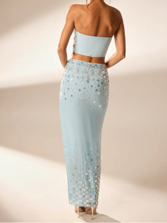 Oh Polly Dresses & Skirts - Oh Polly Strapless Embellished Light Blue Two-Piece Gown